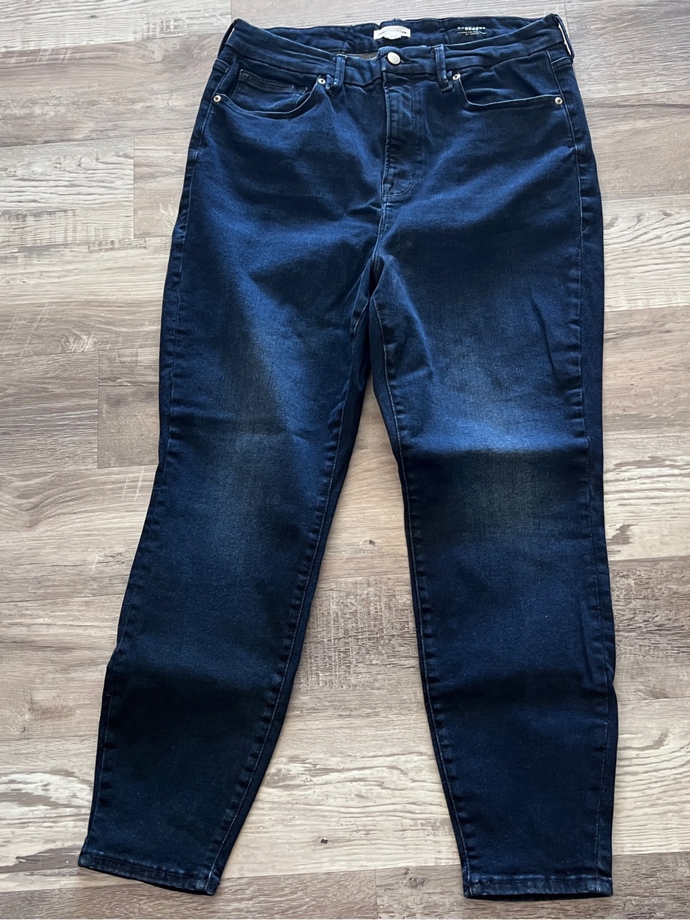 Good American Good Legs Crop Skinny Size 14-18 Dark Wash Blue Jeans